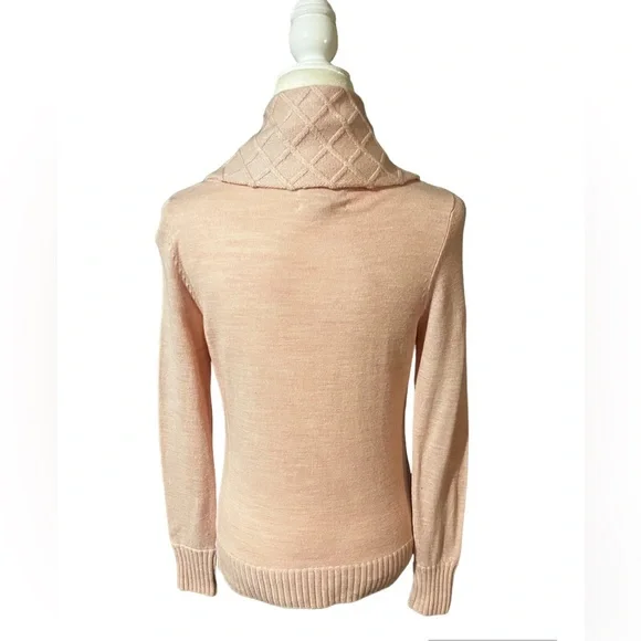 Susan Bristol 100% Merino Wool Light Pink Cowl Neck Sweater Size Medium - Picture 10 of 14
